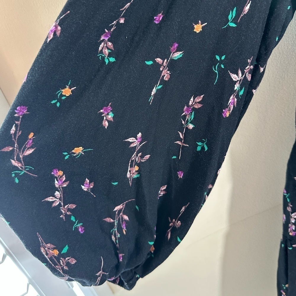 AFRM Channa Ruched Neck Floral Printed Mini Dress size medium black - Picture 6 of 7